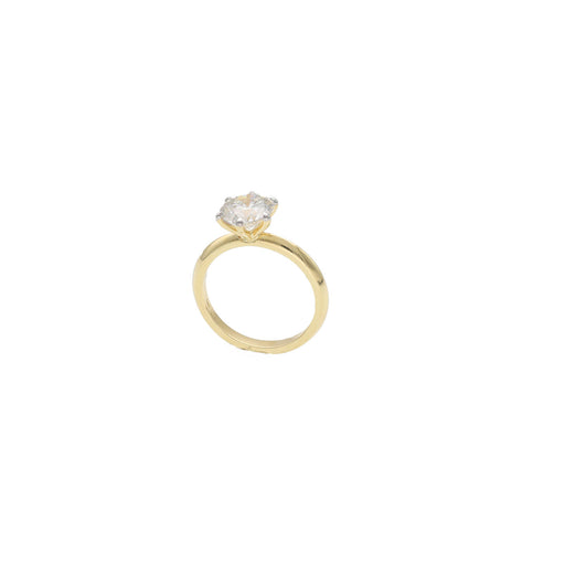 Close-up of round brilliant cut lab diamond showing VS clarity and exceptional sparkle on side angle.