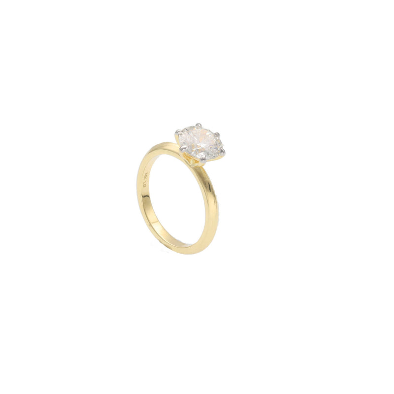 Lab diamond engagement ring worn on finger showing comfortable 3.7g weight and elegant fit