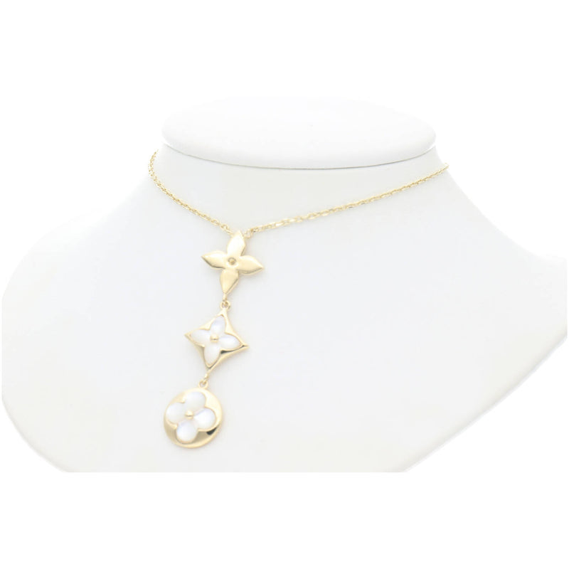 10 Karat Gold Mother of Pearl & Flower Necklace