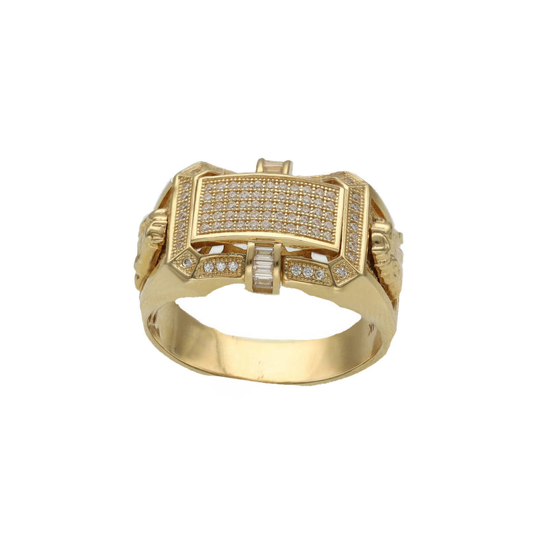 14 karat Gold & CZ Rectangle Horse Ring