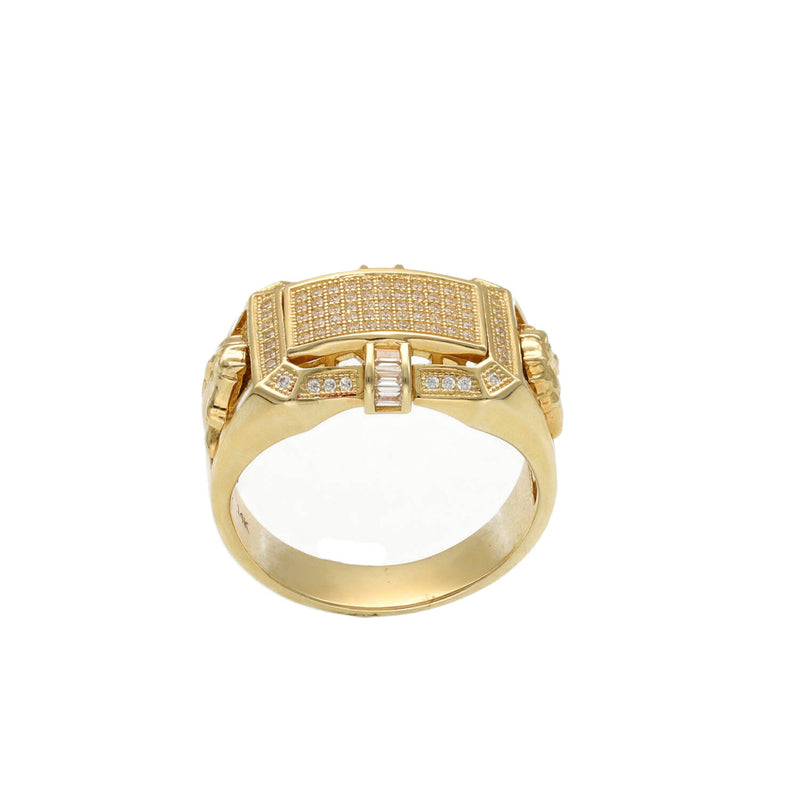 14 karat Gold & CZ Rectangle Horse Ring