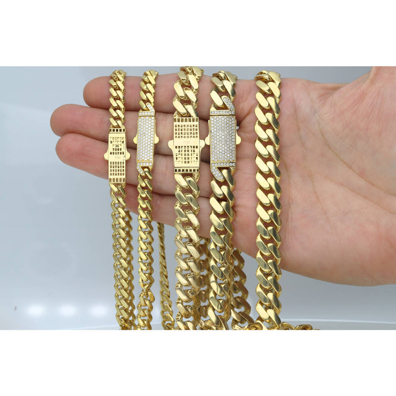 10 Karat Gold Cuban Link Monako Zirconia Lock Chains