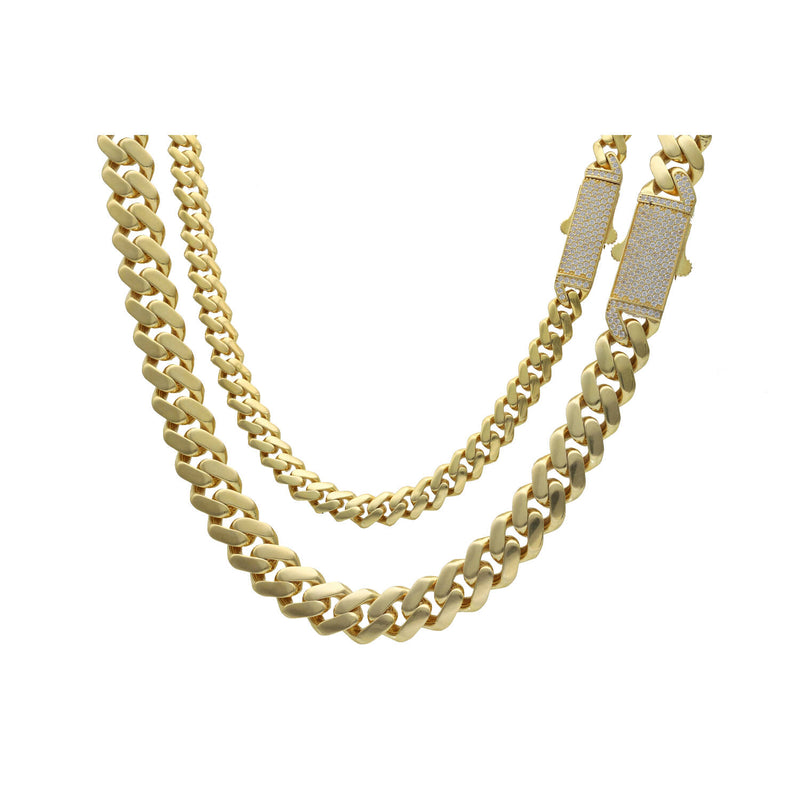 10 Karat Gold Cuban Link Monako Zirconia Lock Chains