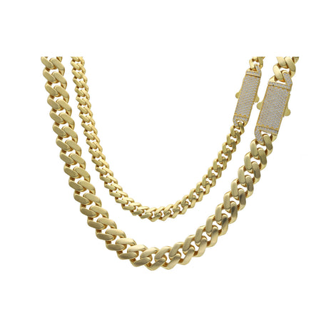 10 Karat Gold Cuban Link Monako Zirconia Lock Chains