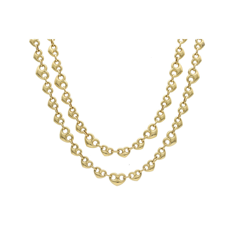 10 karat Gold Puff Mariner Heart Link Chain