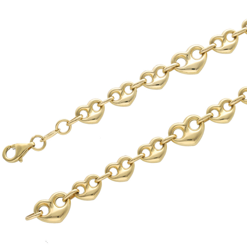 10 karat Gold Puff Mariner Heart Link Chain