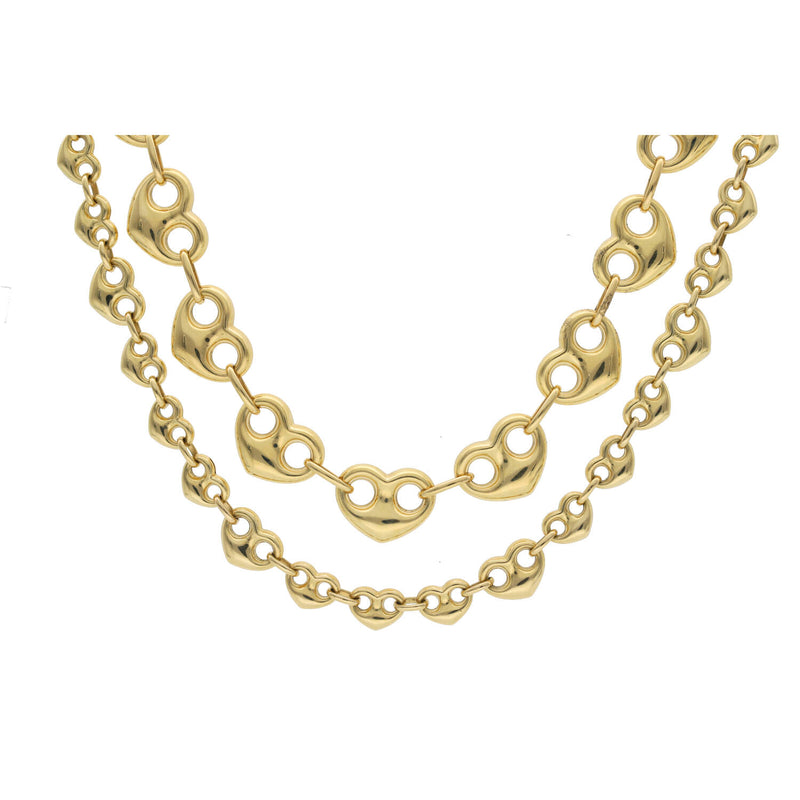 10 karat Gold Puff Mariner Heart Link Chain