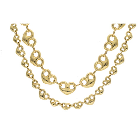 10 karat Gold Puff Mariner Heart Link Chain