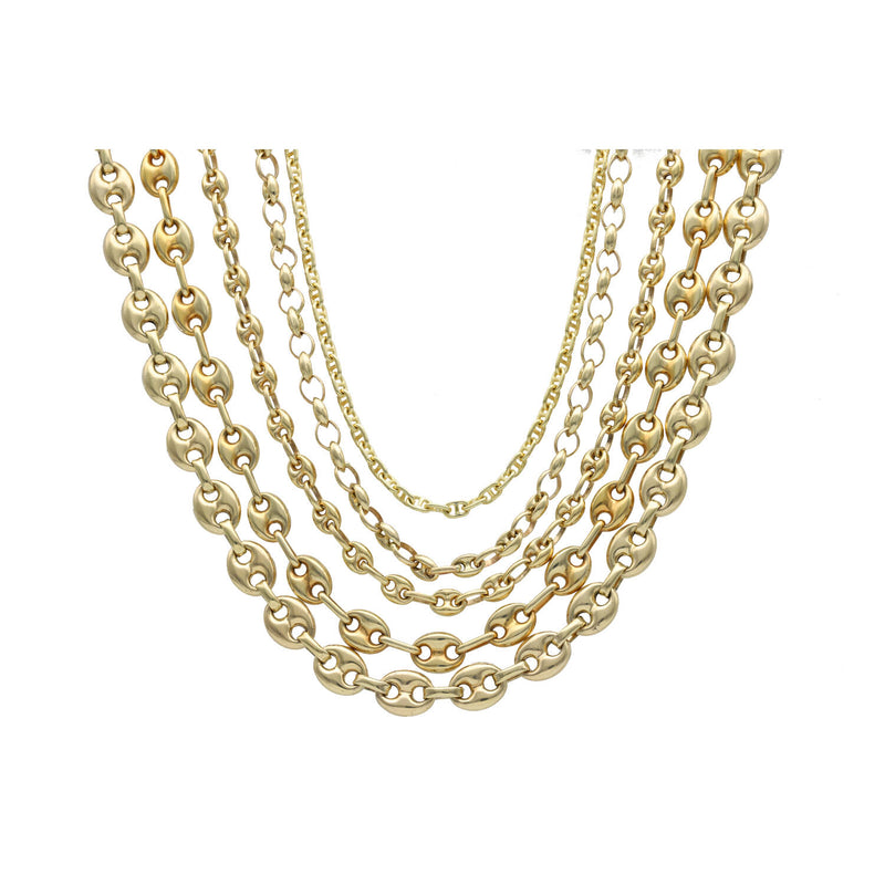 10 Karat - 14 Karat Gold Puff Mariner Chain