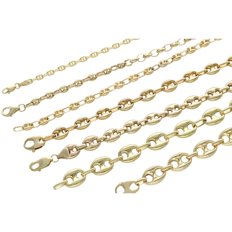 10 Karat - 14 Karat Gold Puff Mariner Chain