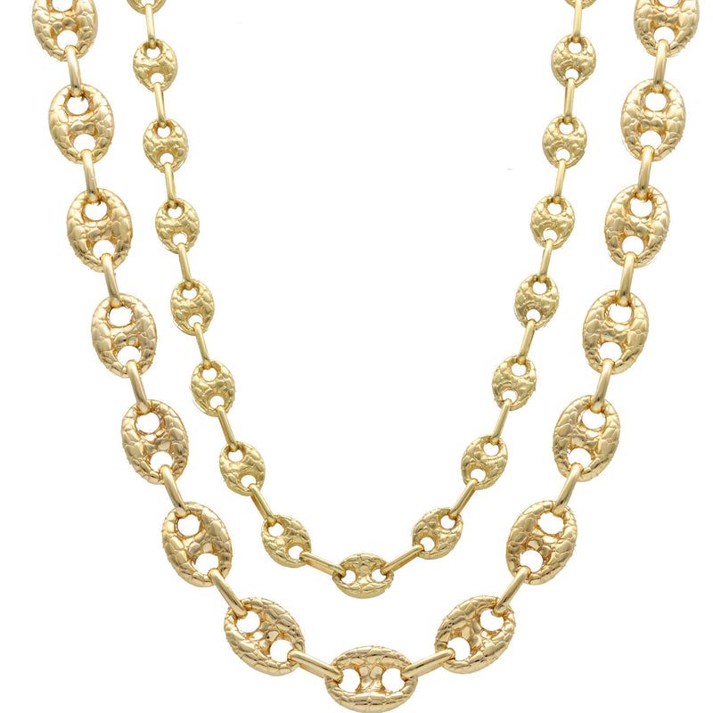 10 Karat Gold Puff Mariner Nugget Link Chains