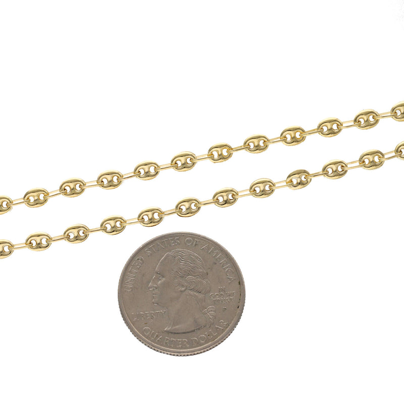 10 Karat - 14 Karat Gold Puff Mariner Chain