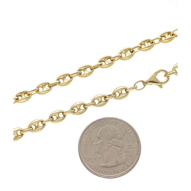 10 Karat - 14 Karat Gold Puff Mariner Chain