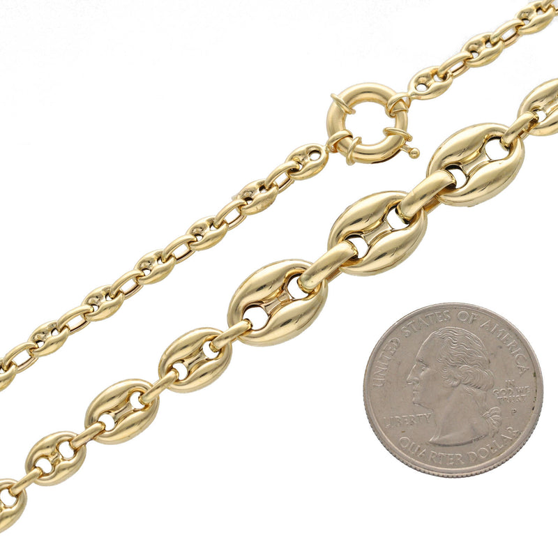 10 Karat - 14 Karat Gold Puff Mariner Chain