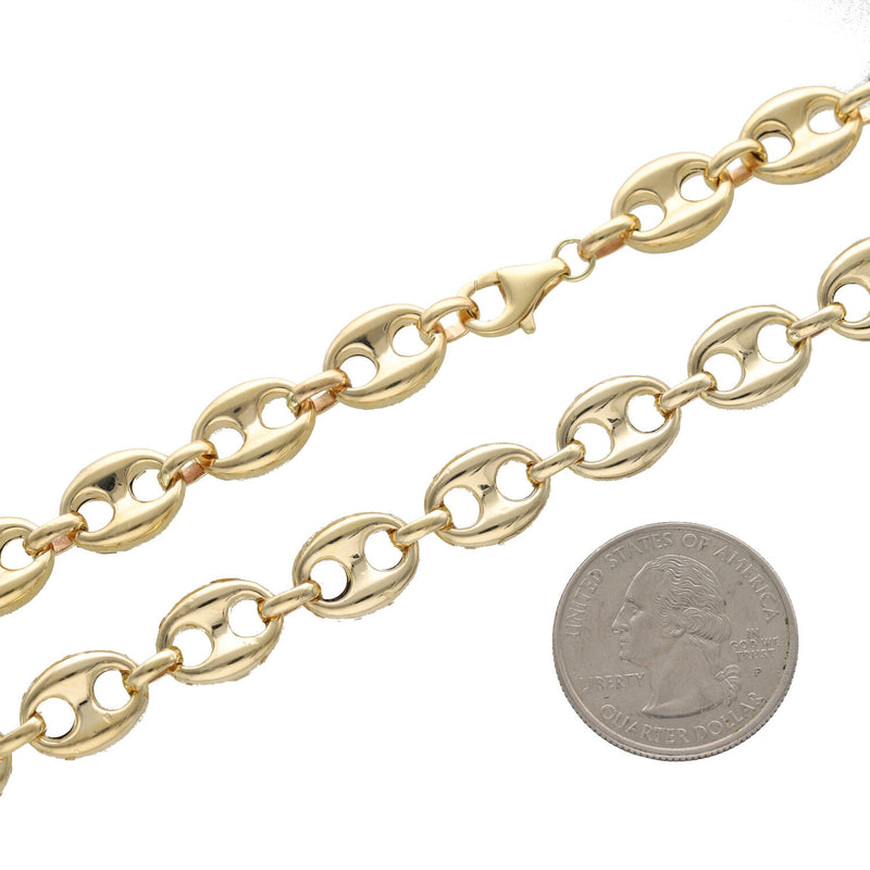 10 Karat - 14 Karat Gold Puff Mariner Chain