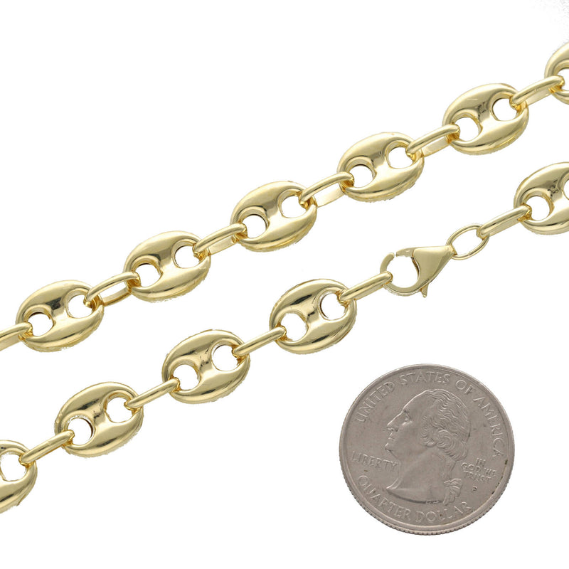 10 Karat - 14 Karat Gold Puff Mariner Chain