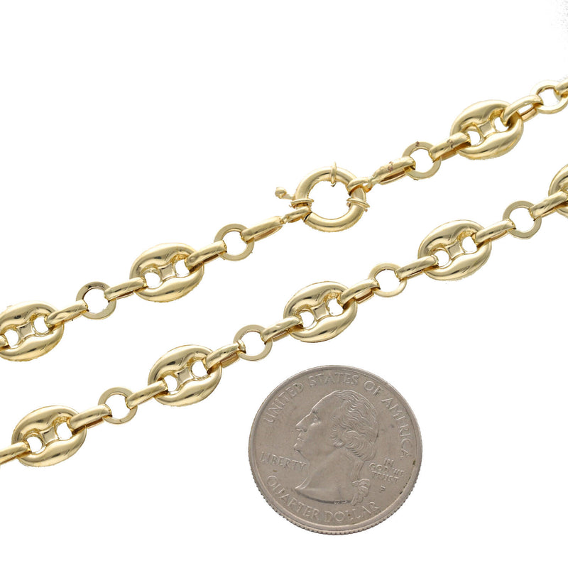 14 Karat Gold Puff Mariner Necklace