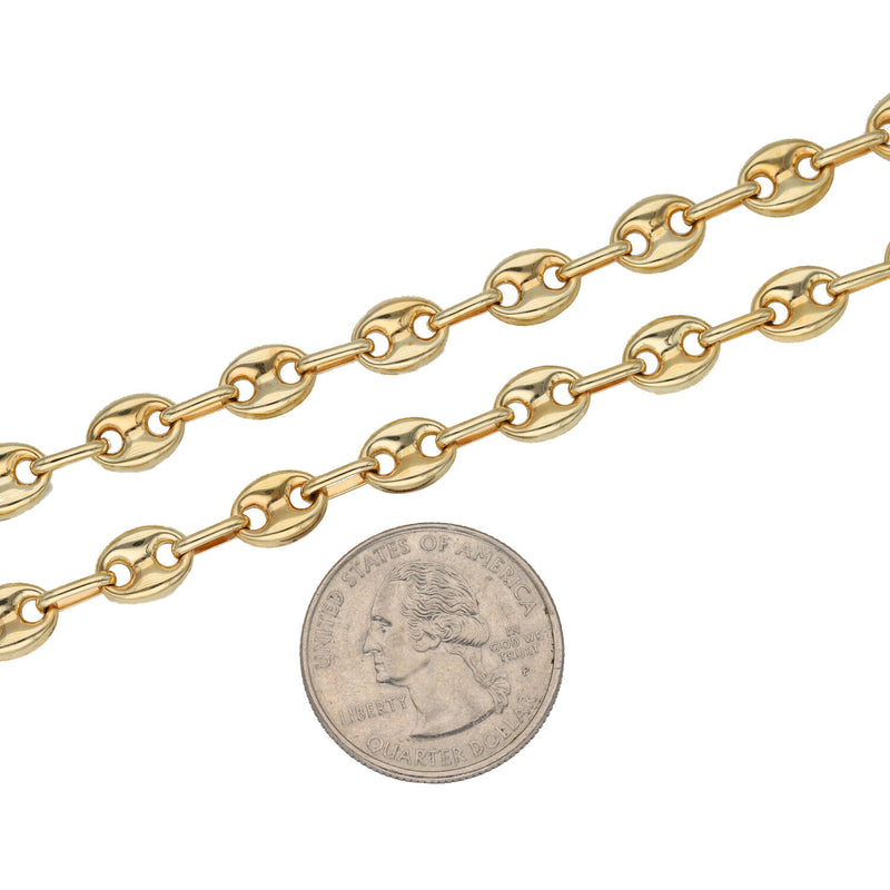 10 Karat - 14 Karat Gold Puff Mariner Chain