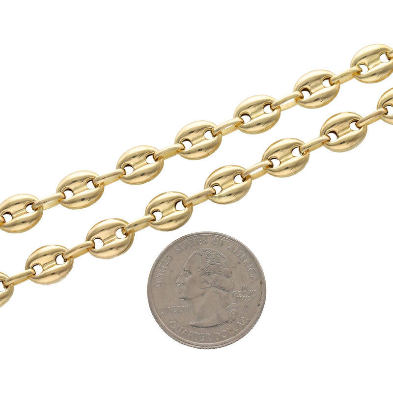 10 Karat - 14 Karat Gold Puff Mariner Chain