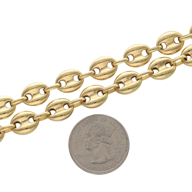 10 Karat - 14 Karat Gold Puff Mariner Chain