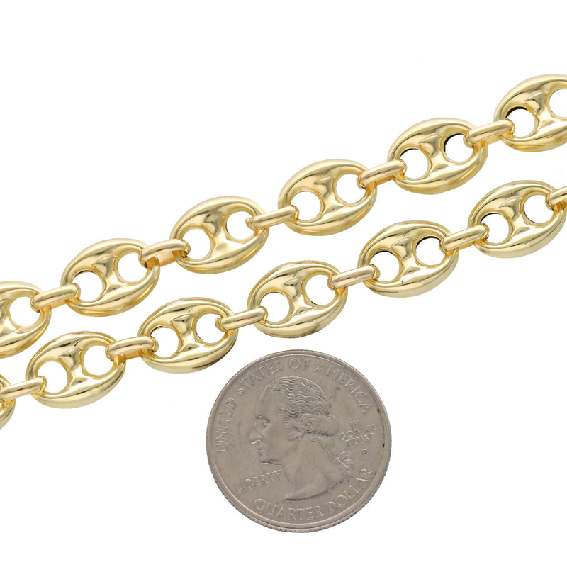 10 Karat - 14 Karat Gold Puff Mariner Chain