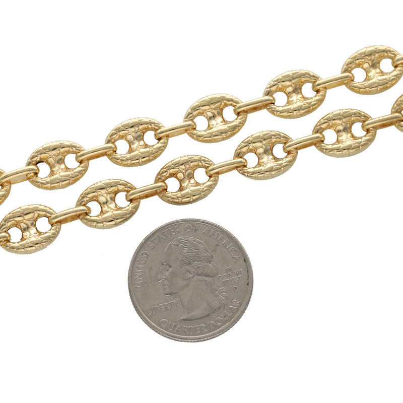 10 Karat Gold Puff Mariner Nugget Link Chains