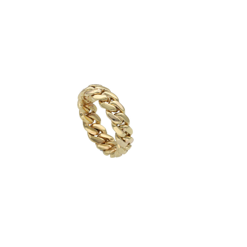 10K Gold Cuban Link Ring for Men - Solid Yellow Gold Band 9.5g