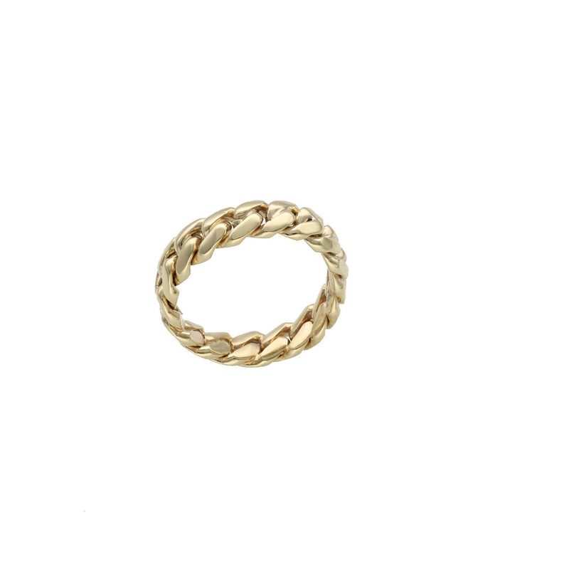 10K Gold Cuban Link Ring for Men - Solid Yellow Gold Band 9.5g