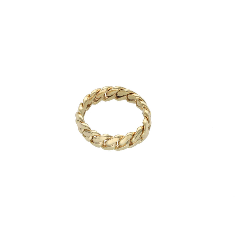 10K Gold Cuban Link Ring for Men - Solid Yellow Gold Band 9.5g