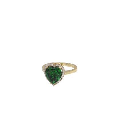 10 Karat Gold Heart Green Stone Ring