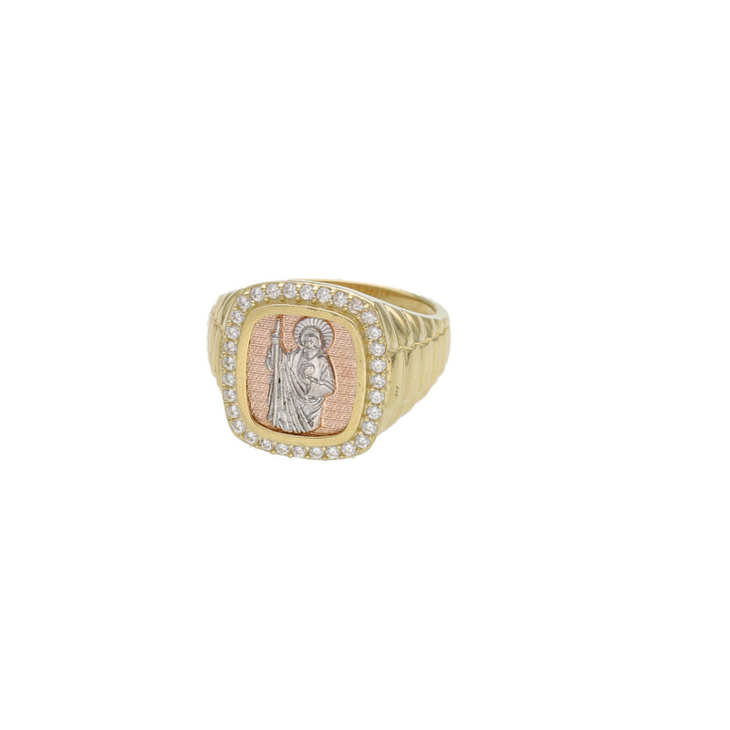 10 Karat Gold Cubic Zirconia Stones St Jude Ring