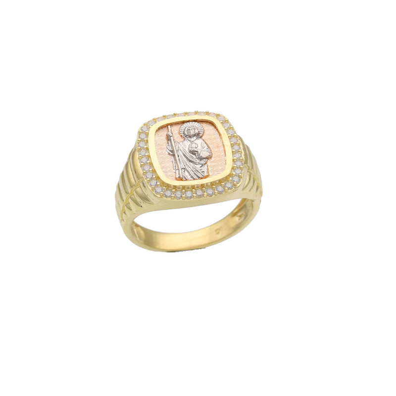 10 Karat Gold Cubic Zirconia Stones St Jude Ring