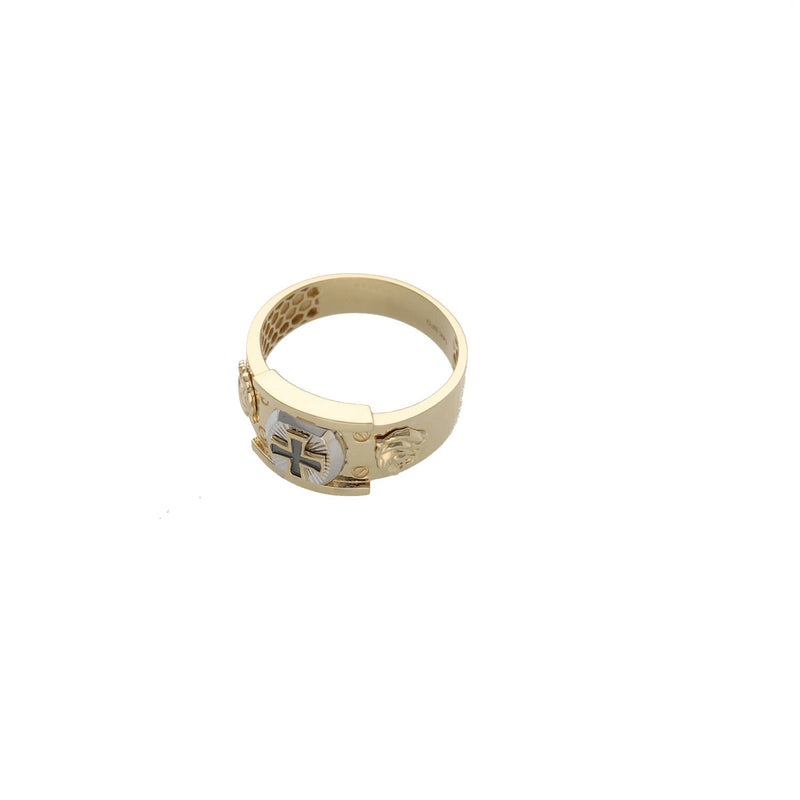 14 Karat Gold Cross Mens Ring