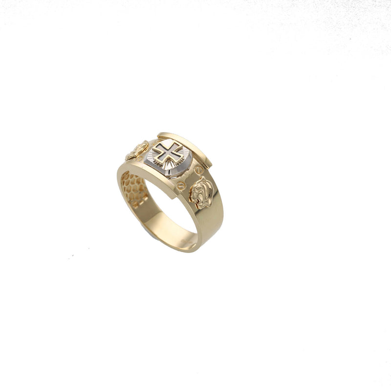 14 Karat Gold Cross Mens Ring