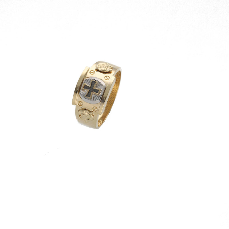 14 Karat Gold Cross Mens Ring