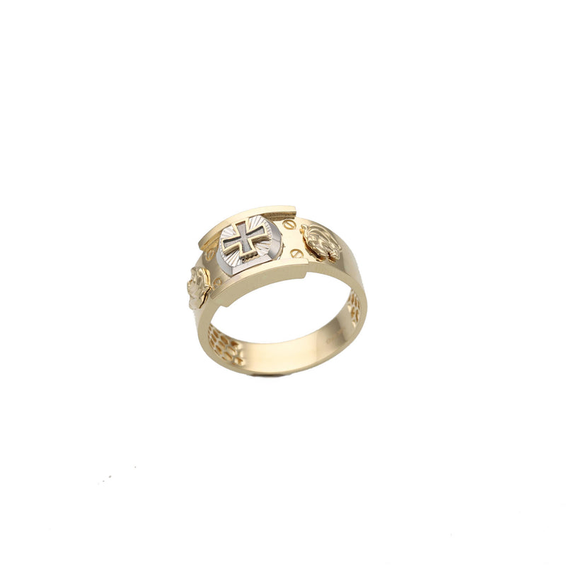 14 Karat Gold Cross Mens Ring