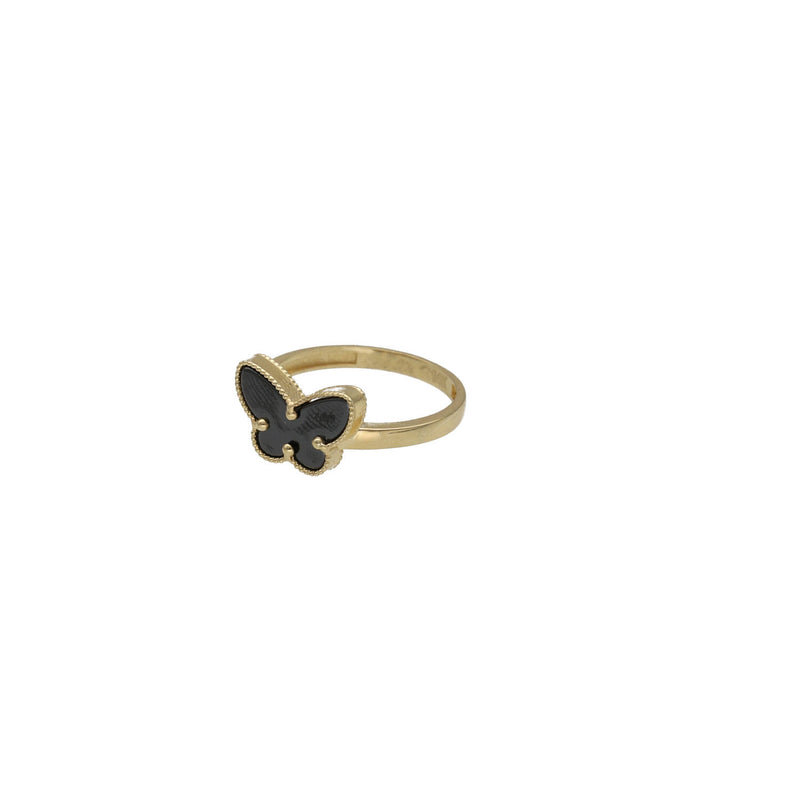 14 karat Gold Black Onyx  Butterfly Woman Ring