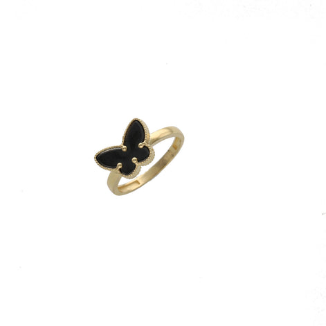 14 karat Gold Black Onyx  Butterfly Woman Ring