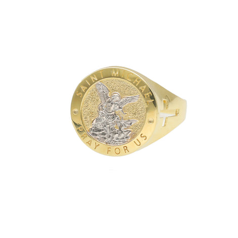 10 Karat Two Tone  Gold St Michael Ring