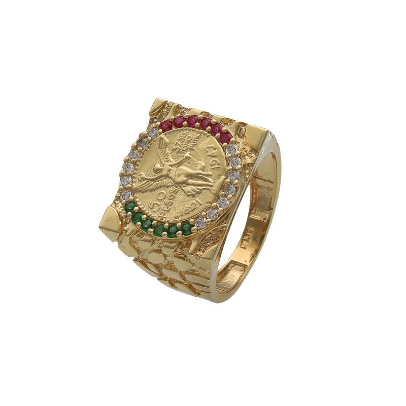 14 Karat Gold Nugget Centenario Ring