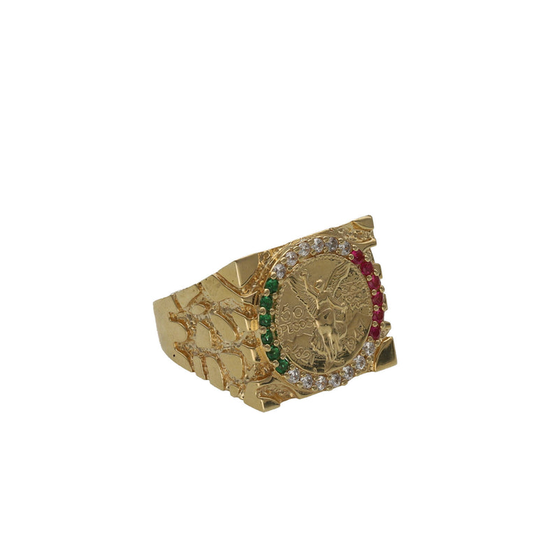 14 Karat Gold Nugget Centenario Ring
