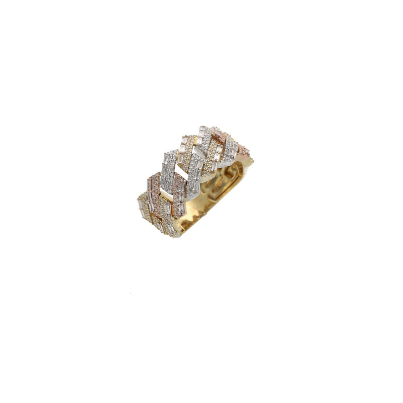 10 Karat Gold Diamond Three Tone Cuban Band