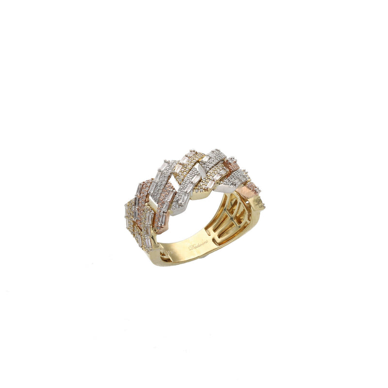 10 Karat Gold Diamond Three Tone Cuban Band