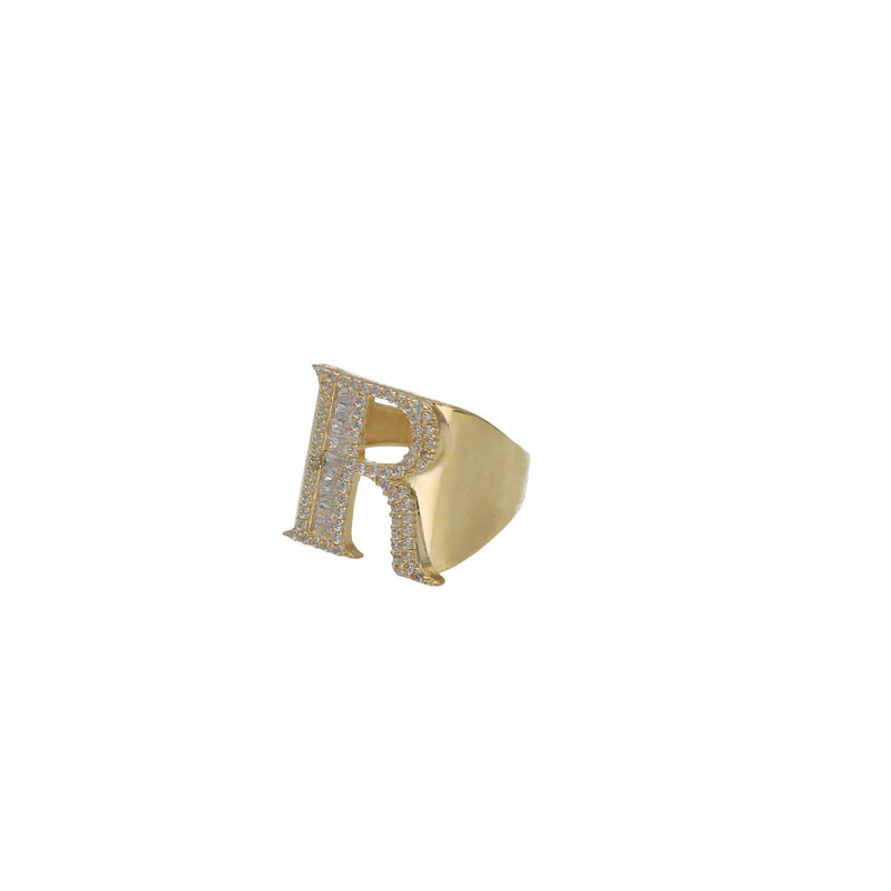 Letter R initial Gold Ring