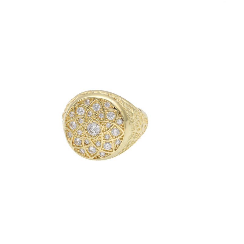 14 Karat Gold Rosette Men Ring