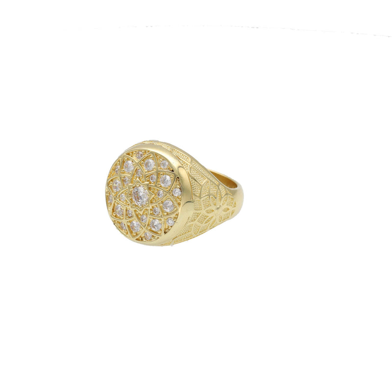 14 Karat Gold Rosette Men Ring