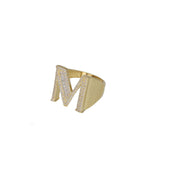 Gold Letter M initial Ring