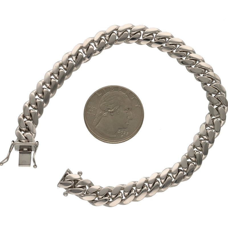 10 Karat White Gold Miami Cuban Link Box Lock Bracelet
