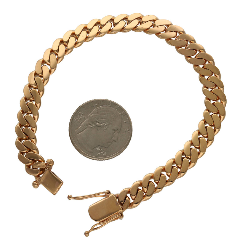 10 Karat Rose Gold Miami Cuban Link Box Lock Bracelet
