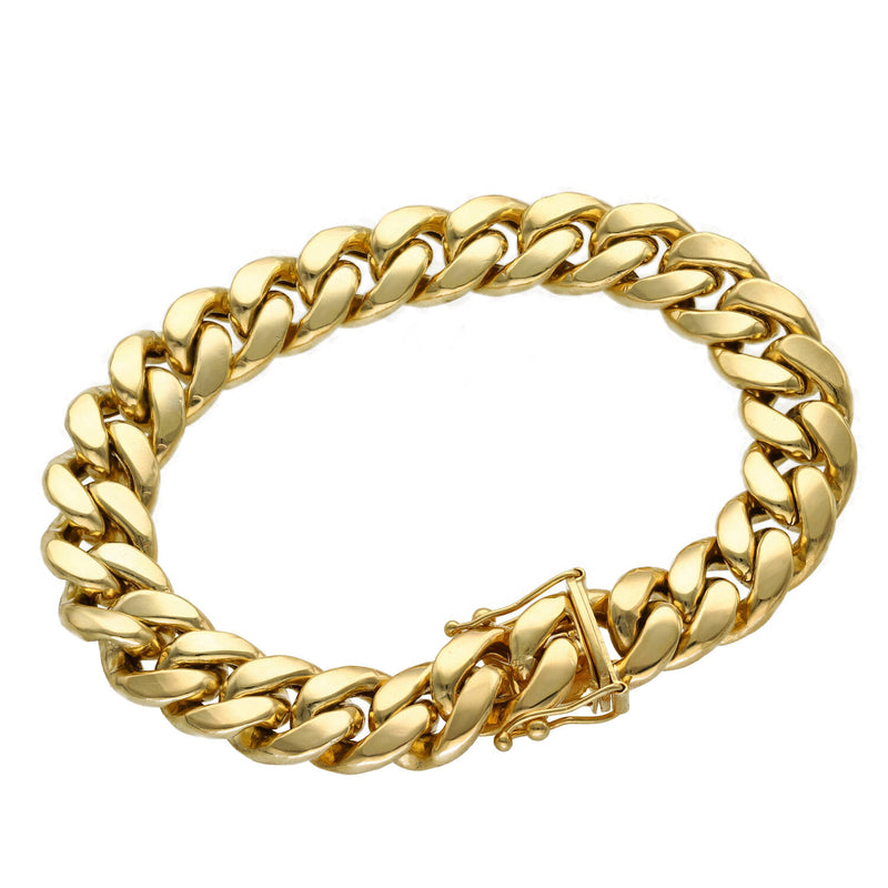 14 Karat Gold Miami Cuban Link Box Lock Bracelet